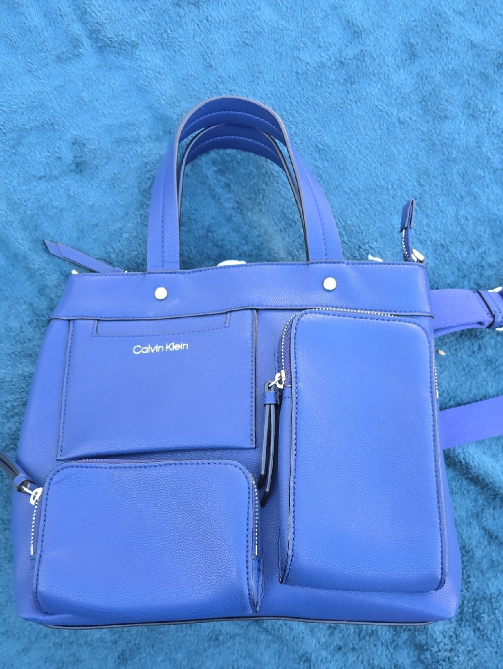 Calvin Klein Bright Blue Front-Pocket Tote